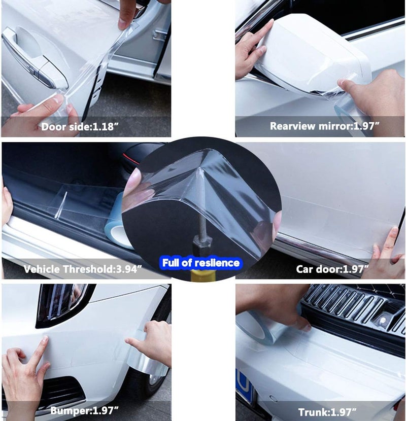 Car Door Edge Protection Strips, Invisible Anti-Collision Self Adhesive Seal Strip, Transparent Anti-Scratch Universal Door Edge Guard Protector, Protect the Car Body and Door (33Ft x 3.94” x 1/50”) - Image 3