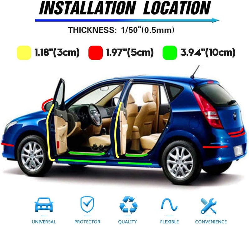 Car Door Edge Protection Strips, Invisible Anti-Collision Self Adhesive Seal Strip, Transparent Anti-Scratch Universal Door Edge Guard Protector, Protect the Car Body and Door (33Ft x 3.94” x 1/50”) - Image 2