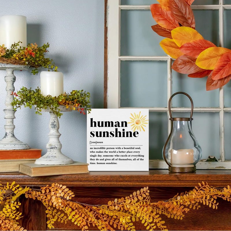 CQM Sunshine Gifts for Women, Inspirational Gifts Human Sunshine Wood Box Sign, Thank You Gifts Appreciation Gifts for Teacher Friends Coworkers Nurse Christmas, Office Home Desk Cubicle Table Shelf Decor - Image 5