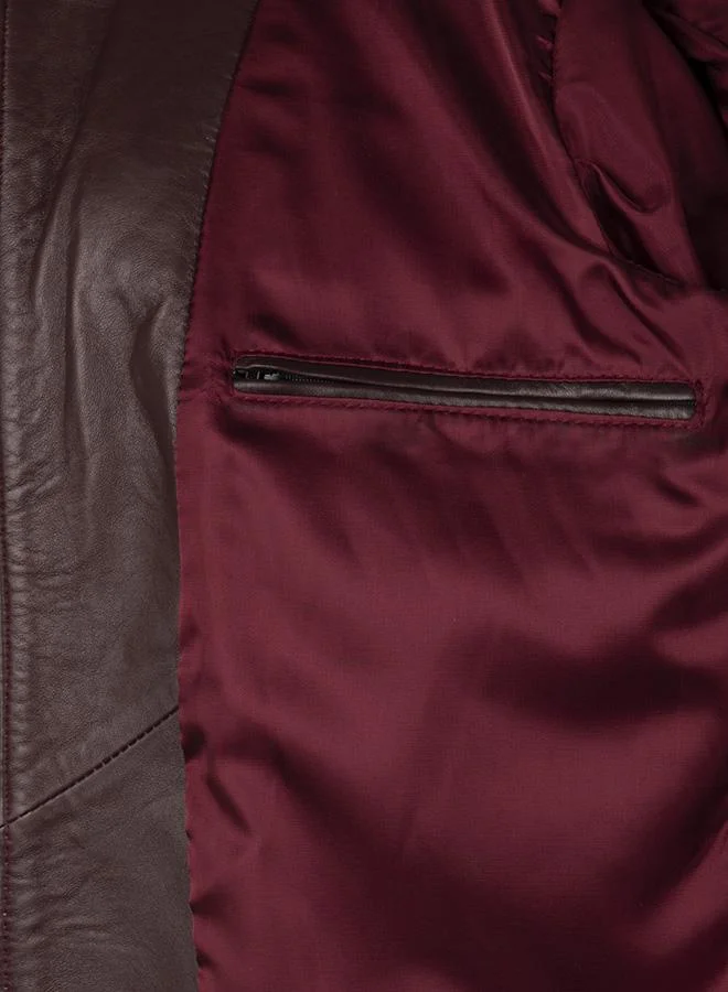 فيليكس هاردي Genuine Leather High Neck Biker Jacket