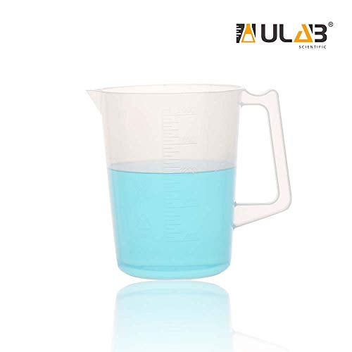 ULAB Handled Plastic Beaker, Vol. 2000ml, PP Material, with Spout and Molded Graduation, UBP1012 - Image 2