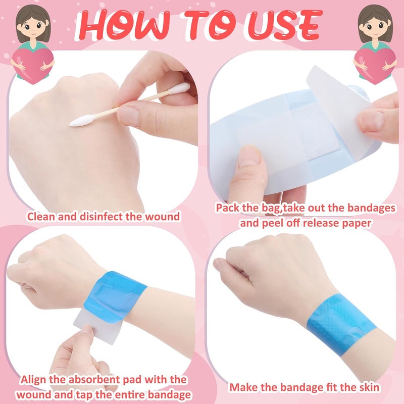 Sinmoe 100 Pcs Large Big Flexible Adhesive Bandages Wound Care Latex Free Fabric PE Bandages for Care and Protect Wounds 2 x 4 InchFluorescent Color - Image 5