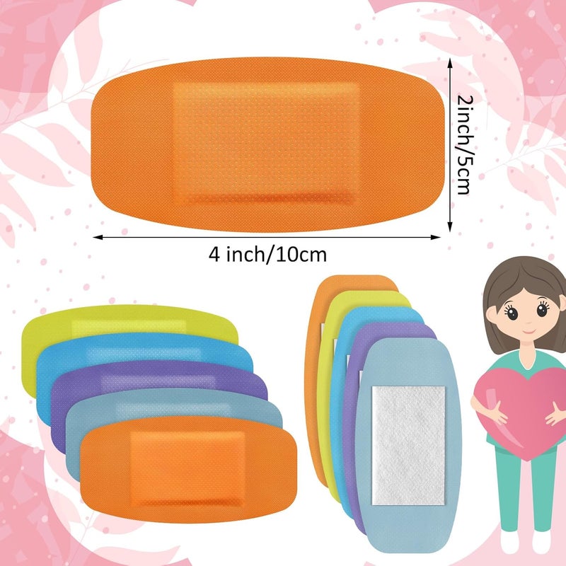 Sinmoe 100 Pcs Large Big Flexible Adhesive Bandages Wound Care Latex Free Fabric PE Bandages for Care and Protect Wounds 2 x 4 InchFluorescent Color - Image 2