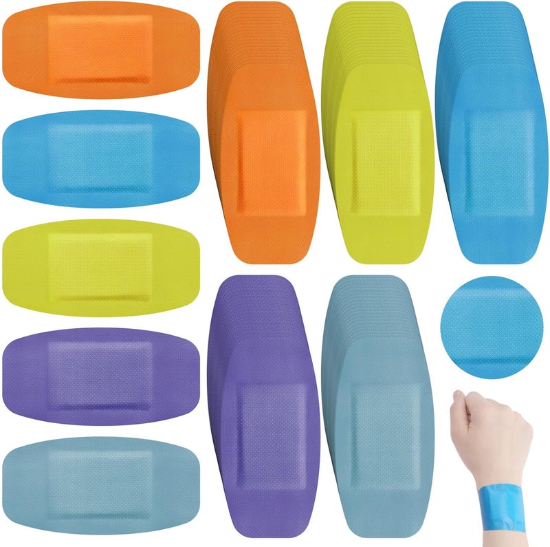 Sinmoe 100 Pcs Large Big Flexible Adhesive Bandages Wound Care Latex Free Fabric PE Bandages for Care and Protect Wounds 2 x 4 InchFluorescent Color - Image 1