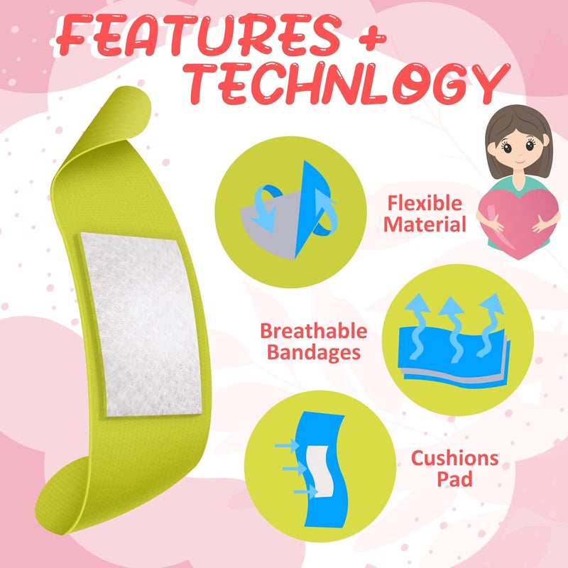 Sinmoe 100 Pcs Large Big Flexible Adhesive Bandages Wound Care Latex Free Fabric PE Bandages for Care and Protect Wounds 2 x 4 InchFluorescent Color - Image 4