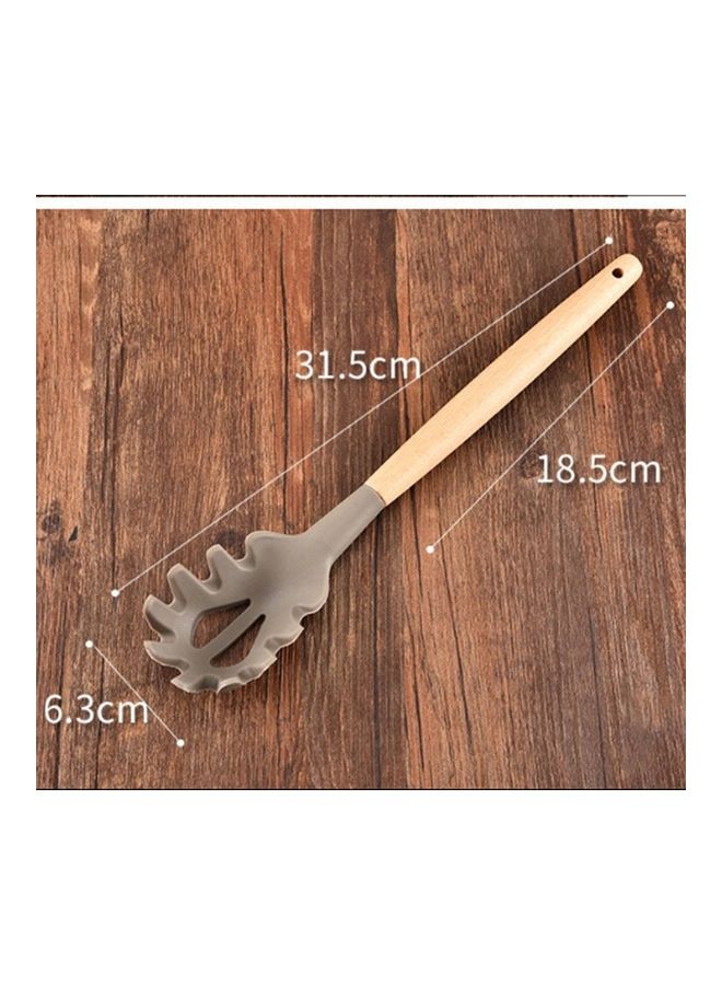 NIBEMINENT Cookware Wooden Handle Pasta Spoon Beige/Grey 