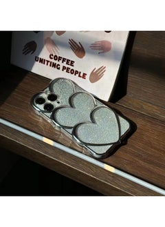 Digital Computer/For Iphone Protective Case Cute Cartoon Design Durable Tpu Material Full Protection Against Scratches Falls Dust-Color:Electroplated Silver Laminated Love Single Shell With Glitter Powder Paper-Applicable Model:For Iphone 15promax