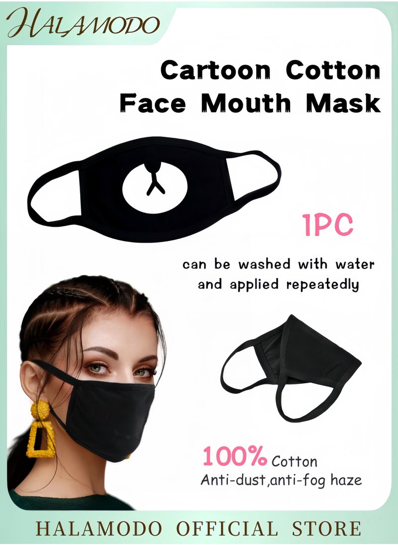HALAMODO Lovely Bear Cotton Face Mask Unisex Mouth Cover Reusable and Washable Cartoon Dust Protection Mask for Adults  - Image 1