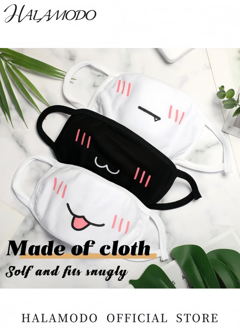 HALAMODO Lovely Bear Cotton Face Mask Unisex Mouth Cover Reusable and Washable Cartoon Dust Protection Mask for Adults  - Image 3