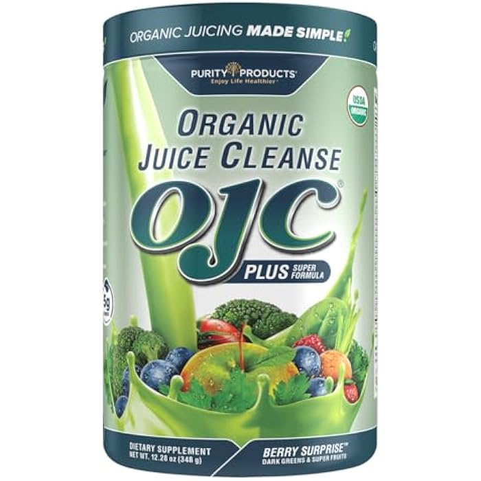 Purity Products Certified Organic Juice Cleanse OJC Plus Berry Surprise - 30+ Organic Veggies and Fruits - 5 Grams of Fiber - Promotes Energy and Digestive Function - 12.28 oz - 348 g - 30 Servings - Image 1