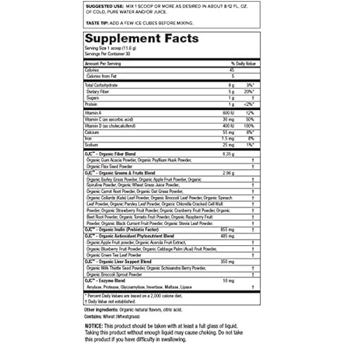 Purity Products Certified Organic Juice Cleanse OJC Plus Berry Surprise - 30+ Organic Veggies and Fruits - 5 Grams of Fiber - Promotes Energy and Digestive Function - 12.28 oz - 348 g - 30 Servings - Image 2