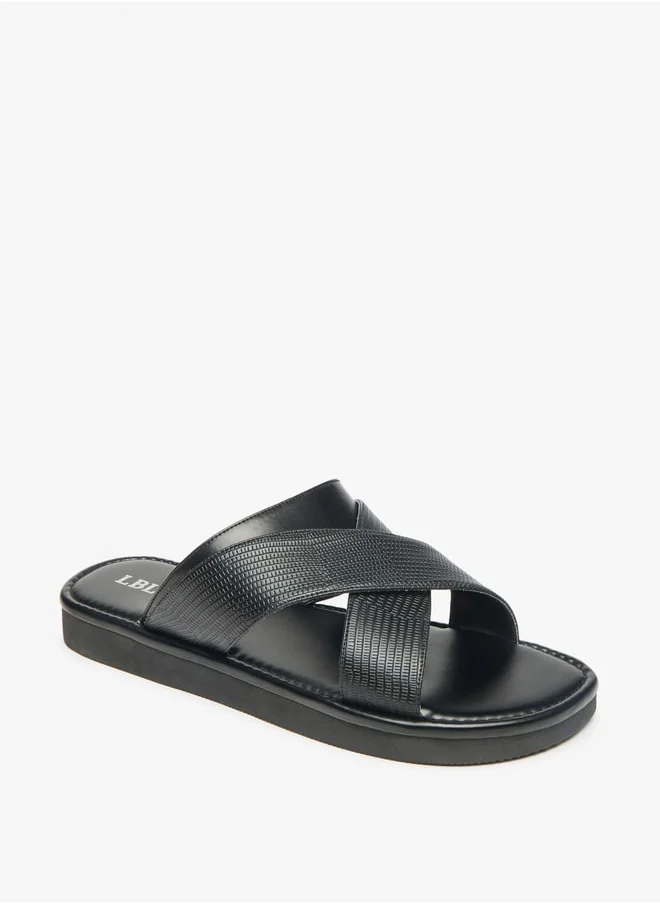 ال بي ال من شو اكسبرس Men Textured Slip-On Criss Cross Arabic Sandals