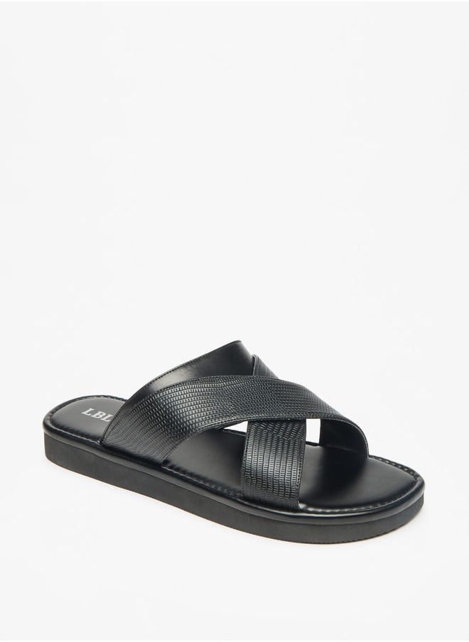 LBL by Shoexpress Men Textured Slip-On Criss Cross Arabic Sandals  - Image 2