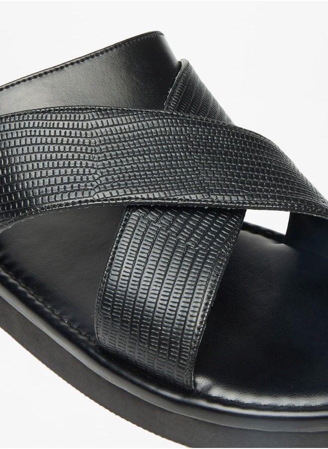 LBL by Shoexpress Men Textured Slip-On Criss Cross Arabic Sandals  - Image 5