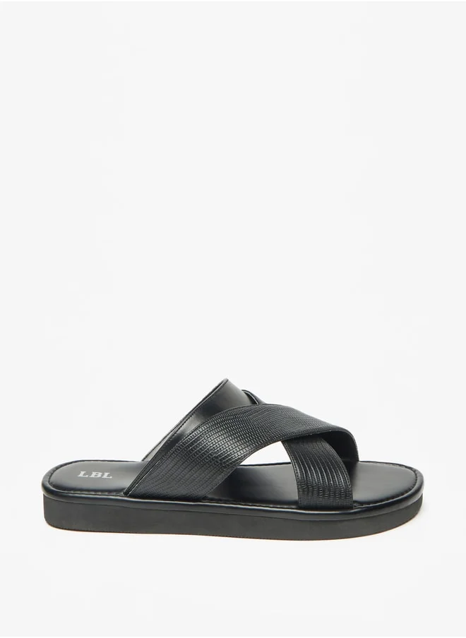 ال بي ال من شو اكسبرس Men Textured Slip-On Criss Cross Arabic Sandals