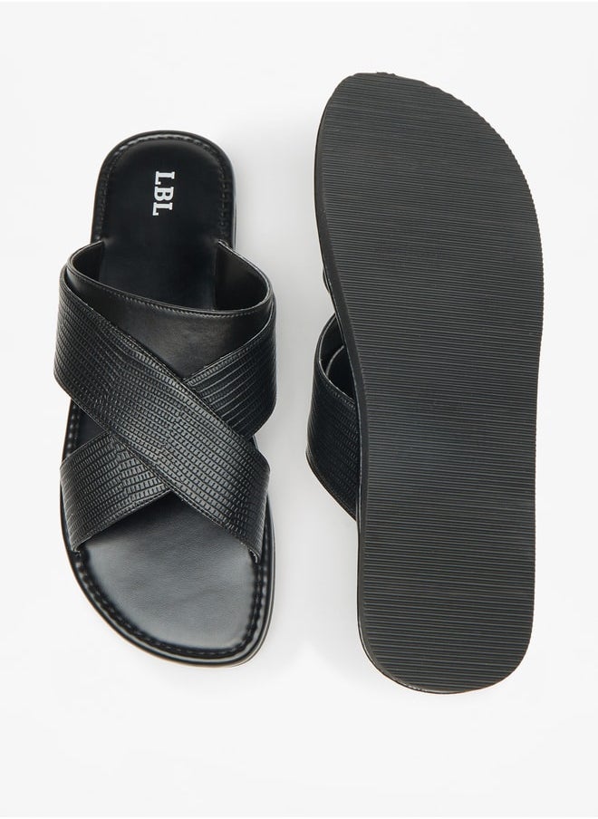 LBL by Shoexpress Men Textured Slip-On Criss Cross Arabic Sandals  - Image 4