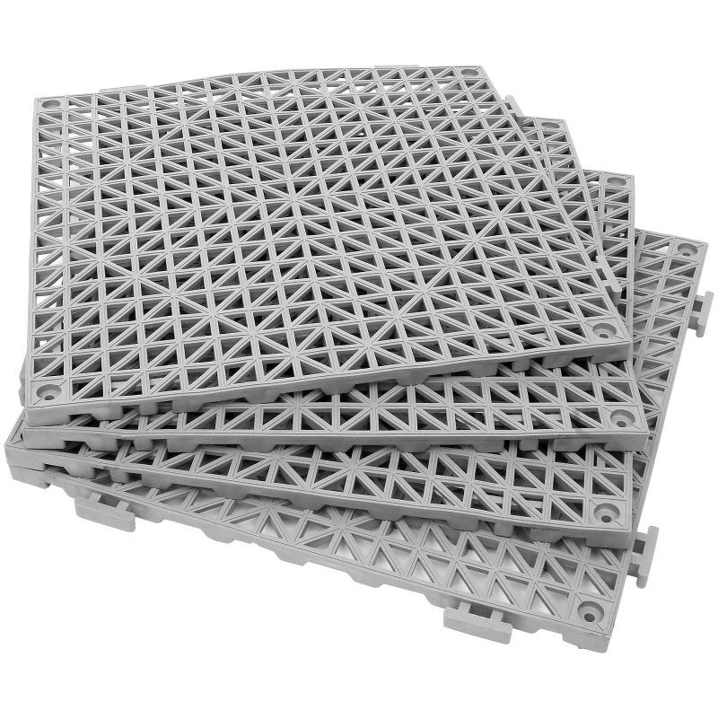 12 Pack 12 x 12 Interlocking Rubber Bathroom Flooring Tiles NonSlip Splicing Waterproof Mat Modular Interlocking Cushion Mat for Drain Deck Pool Patio Balcony Shower Kitchen Yard Gray
