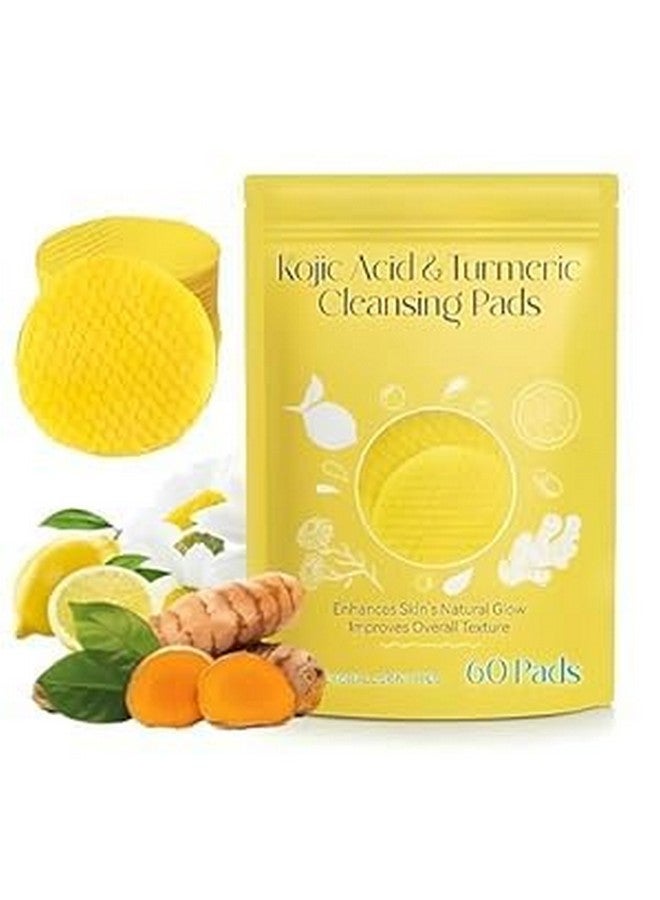 KACHKIT Kojic Acid and Turmeric Cleansing Pads, Vitamin B5, Vitamin C, Infused Foaming, Turmeric Lemon Chamomile Pads for Face -60PCS (Pack of 1) - Image 1