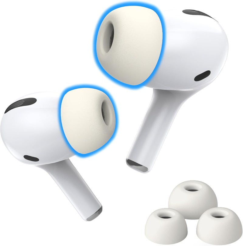 AutoLine Pro Foam Masters Memory Foam Ear Tips for AirPods Pro 3rd Gen Only | Comfortable | Secure | Better Noise Cancellation | Version 3.0 Replacement Buds, White - Assorted S/M/L - Image 1