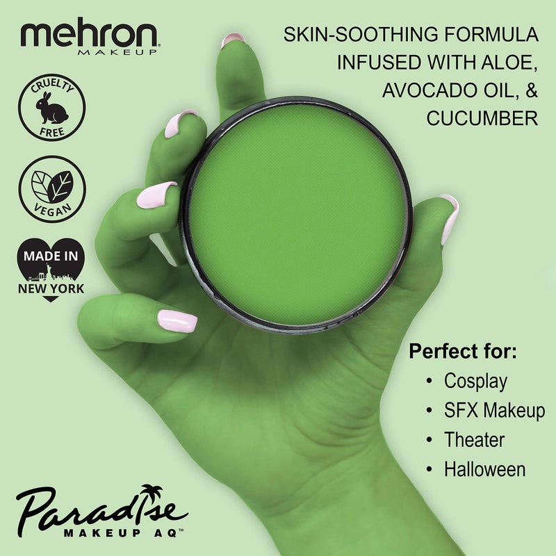 Mehron Makeup Paradise Makeup AQ Refill Size | Stage & Screen Performance, Face & Body Painting, Beauty, Cosplay, and Halloween | Water Activated Face Paint, Body Paint 1.4 oz (40 g) - Light Green - Image 2