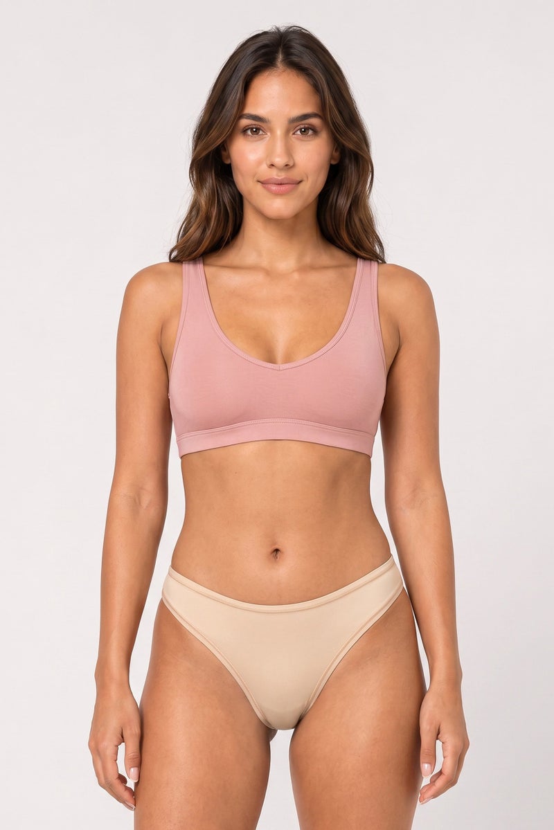 Rene Rofe Essentials By Rene Rofe Women 5 Pieces Plain Pull On Panties, Tan - Image 1
