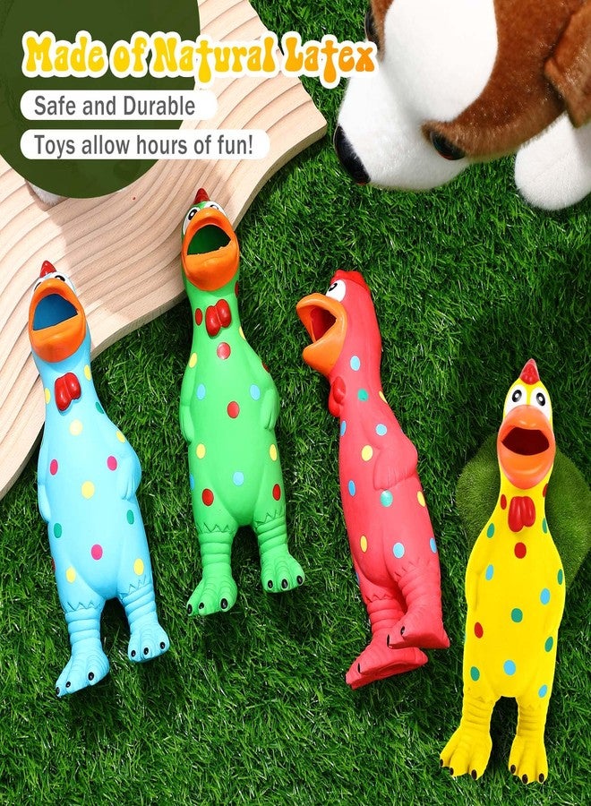 Suilung 4 Pcs Rubber Squeaky Chicken Dog Toys Latex Screaming Chicken Dog Toy Bulk for Aggressive Chewers Charming Durable Chicken Dog Toy Molar Dog Toys for Small Medium Large Dogs - Image 3