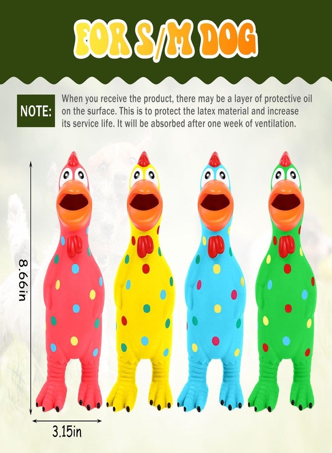 Suilung 4 Pcs Rubber Squeaky Chicken Dog Toys Latex Screaming Chicken Dog Toy Bulk for Aggressive Chewers Charming Durable Chicken Dog Toy Molar Dog Toys for Small Medium Large Dogs - Image 2