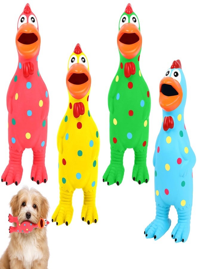 Suilung 4 Pcs Rubber Squeaky Chicken Dog Toys Latex Screaming Chicken Dog Toy Bulk for Aggressive Chewers Charming Durable Chicken Dog Toy Molar Dog Toys for Small Medium Large Dogs - Image 1