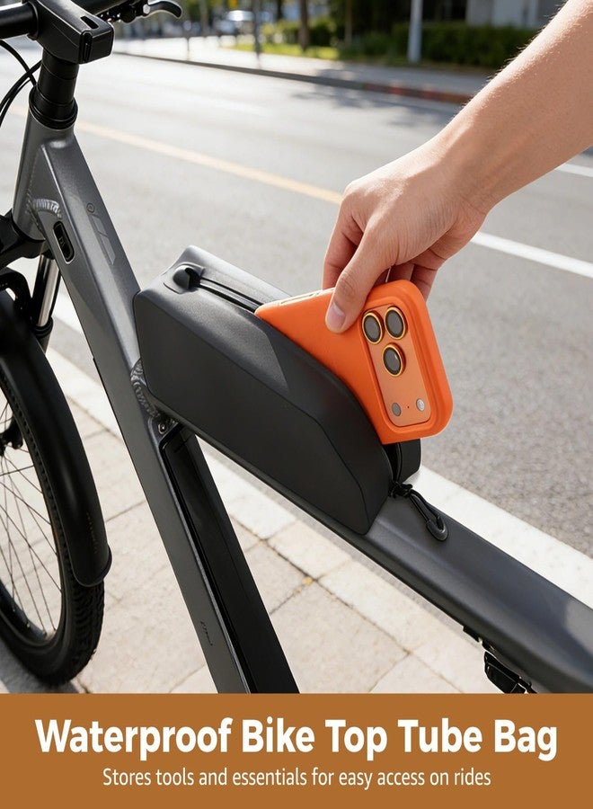 NIMBLOOM Bike Frame & Top Tube Bag, Waterproof with TPU Shell, Impact Resistant, Fits MTB Road Gravel, Bolt-On Quick Zipper, Narrow Design, Black, 8.7 x 2.6 x 2.2 in - Image 3