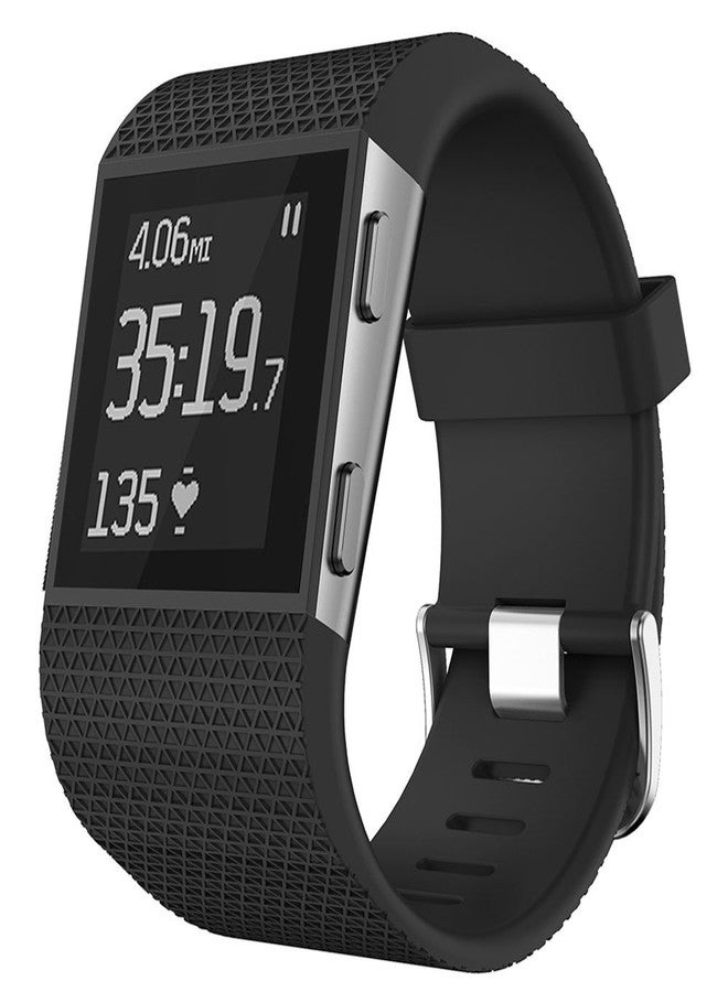 QGHXO سوار بديل قابل للتعديل من السيليكون الناعم لساعة Fitbit Surge، مزود بمشبك معدني (بدون جهاز تتبع). - Image 3