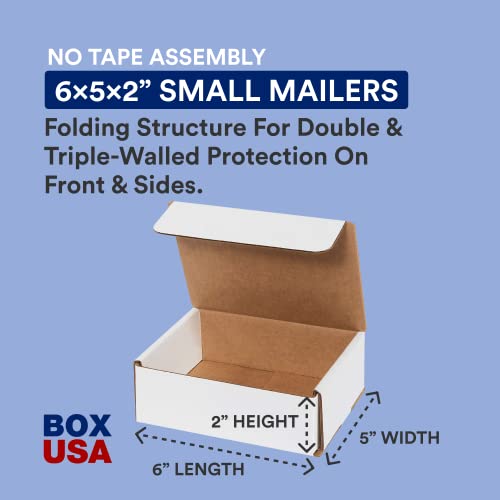 BOX USA Small Shipping Boxes 6"L x 5"W x 2"H, 50-Pack - White Box Crush-Proof Mailers for Packaging, Storage, Gifts or Bulk Business Orders - Image 2
