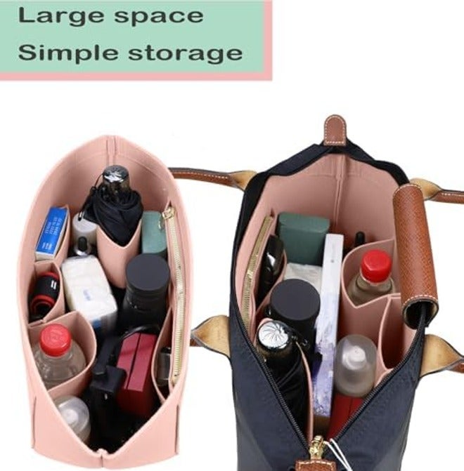 Lckaey Purse Organizer Insert for Longchamp Le Pliage Large Tote, Felt Handbag Organizer, Black, 1028black-L (AG) - Image 4