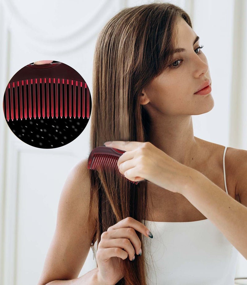 EHBELIF Dandruff Comb Fine Tooth Scalp Detox Comb Lice for Women, Men & Kids Stainless Steel Scalp Detoxing, Sweep & Massage Hair Brush Tool for Hair Care (Black+Red) - Image 2
