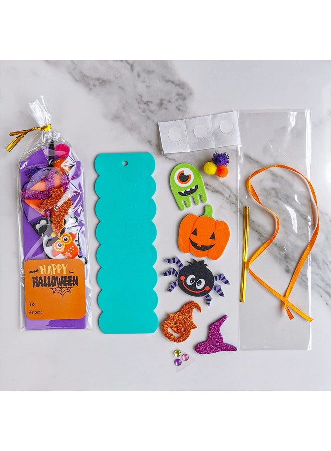Winlyn 36 Sets Halloween Craft Kits for Kids - Fall DIY Bookmarks Art Sets with Pumpkin, Jack-O'-Lantern, Bats, Monster Foam Stickers - Arts and Crafts for Classroom Activities - Image 4