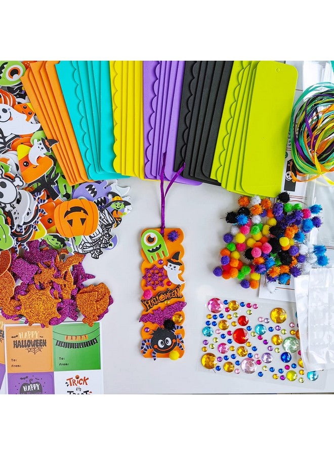 Winlyn 36 Sets Halloween Craft Kits for Kids - Fall DIY Bookmarks Art Sets with Pumpkin, Jack-O'-Lantern, Bats, Monster Foam Stickers - Arts and Crafts for Classroom Activities - Image 3
