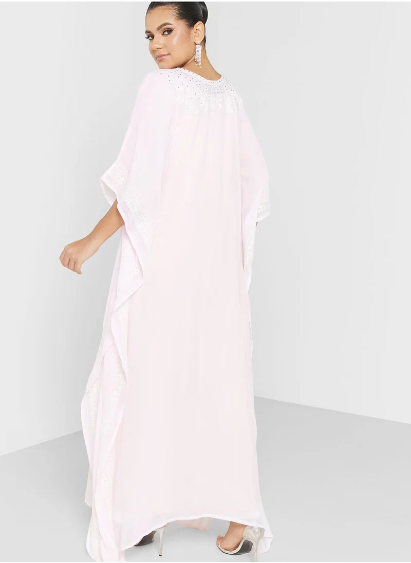 hayas closet Embroidered Batwing Sleeve Abaya