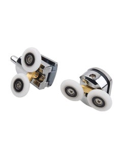 Excefore Shower Door Rollers, 4pcs Sliding Shower Doors Wheels Replacement Roller Runner Wheel 2 Top & 2 Bottom Chrome Plated Door Roller fit Glass Holes 14mm  - Image 3