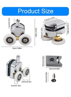 Excefore Shower Door Rollers, 4pcs Sliding Shower Doors Wheels Replacement Roller Runner Wheel 2 Top & 2 Bottom Chrome Plated Door Roller fit Glass Holes 14mm  - Image 2