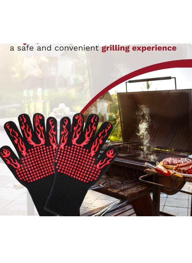 إيهوم قفازات شواء، 1472 درجة فهرنهايت، قفازات شواء مقاومة للحرارة من السيليكون مانعة للانزلاق قفازات مطبخ طويلة للشواء والطبخ والخبز والتقطيع - Image 2