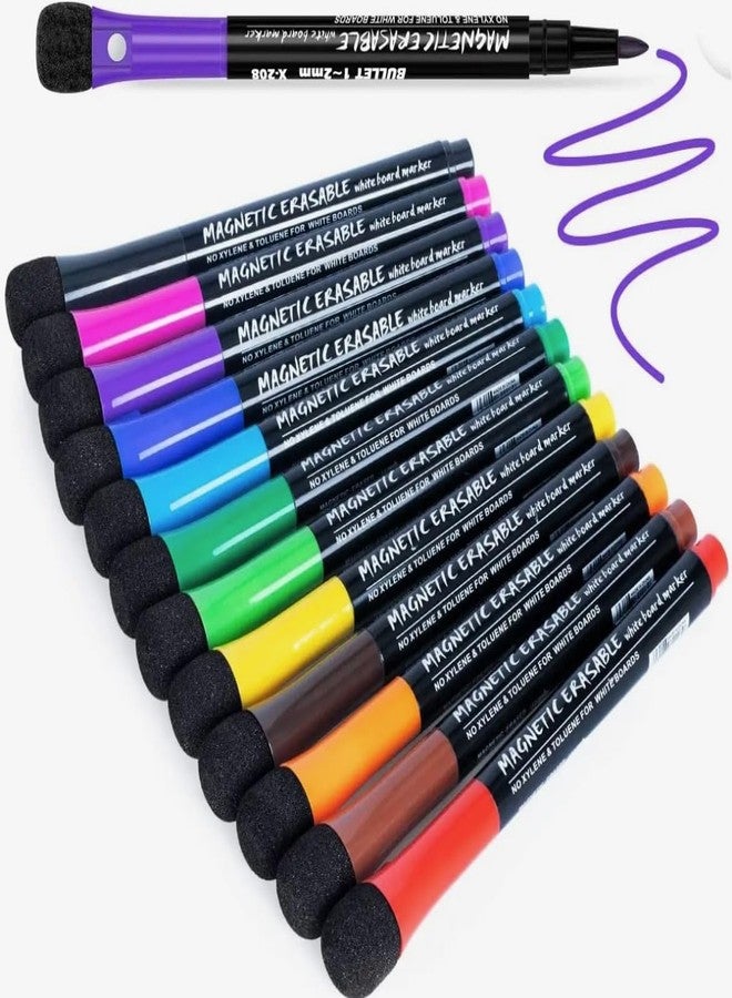 BUZZ COOL White Board Marker | Magnetic Dry Erase Fine Tip Whiteboard | Non-Toxic Low-Odor Dry Erase | Magnetic Pen for Fridge Whiteboard | Teacher, School Supplies (12 Colors) - Image 1