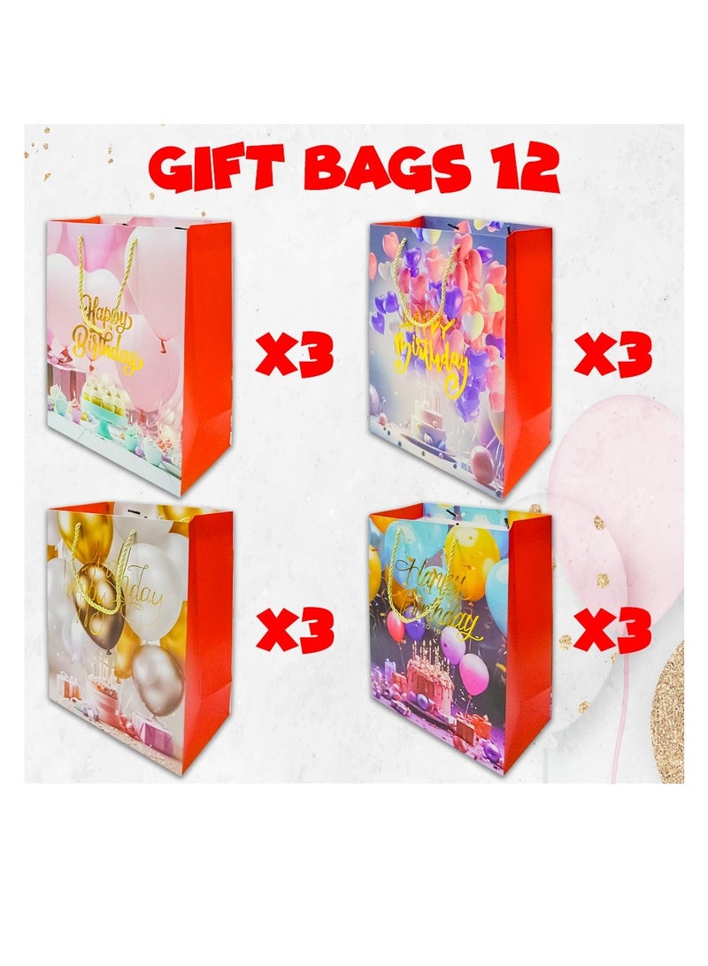 UKR 12-Pack Medium 32x12 cm Happy Birthday Gift Bags with Handles – Colorful Party Favor Bags for Boys & Girls, Kids Birthday Goodie Bags - Image 5