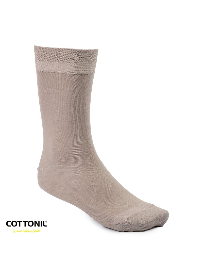 Cottonil Pack of 3 Cotton Casual Dress Classic Socks for Men - Beige - Image 2