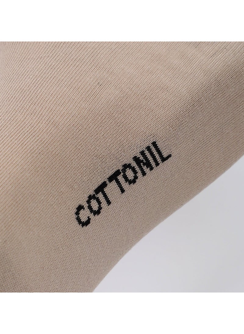 Cottonil Pack of 3 Cotton Casual Dress Classic Socks for Men - Beige - Image 3
