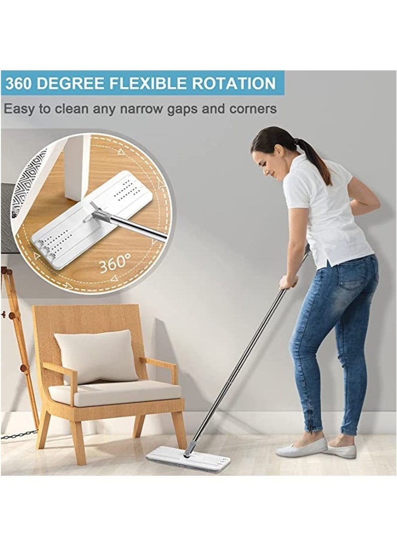 Bukela Flat Mop and Buckets Sets, flat mop and bucket with 12 reusable microfiber mop pads and 130 cm long handle, cleaning laminate, tile, hardwood floors, home kitchen, office cleaning, wet and dry use - Image 4