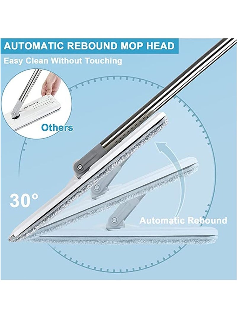 Bukela Flat Mop and Buckets Sets, flat mop and bucket with 12 reusable microfiber mop pads and 130 cm long handle, cleaning laminate, tile, hardwood floors, home kitchen, office cleaning, wet and dry use - Image 2