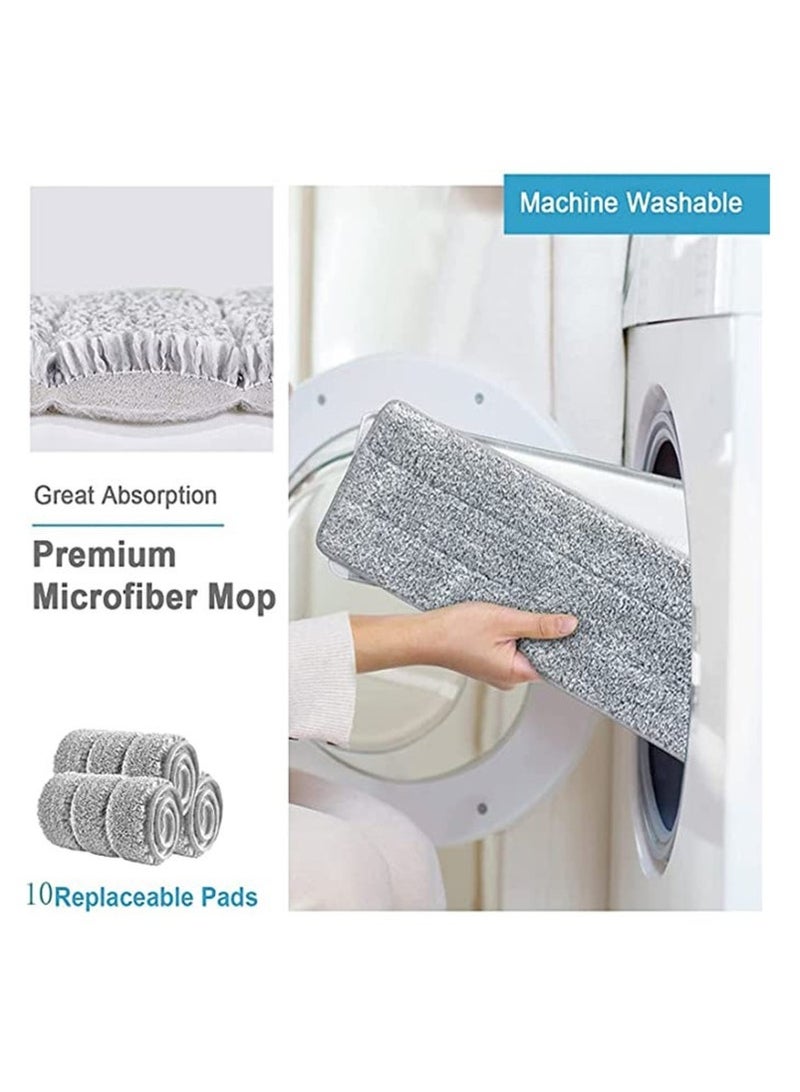 Bukela Flat Mop and Buckets Sets, flat mop and bucket with 12 reusable microfiber mop pads and 130 cm long handle, cleaning laminate, tile, hardwood floors, home kitchen, office cleaning, wet and dry use - Image 5