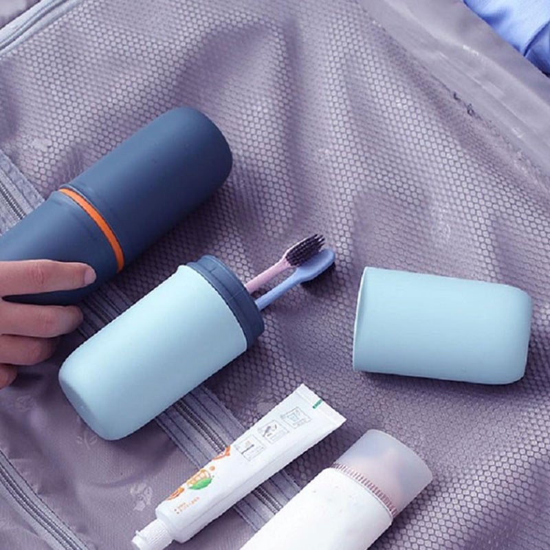 Travel Toothbrush Holder and Toothpaste Case, Portable Toothbrush Storage Container with Wash Cup, Lightweight Travel Oral Care Set for Outdoor and Home Use, Sky Blue - Image 4