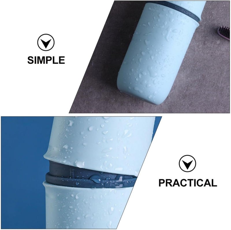 Travel Toothbrush Holder and Toothpaste Case, Portable Toothbrush Storage Container with Wash Cup, Lightweight Travel Oral Care Set for Outdoor and Home Use, Sky Blue - Image 2