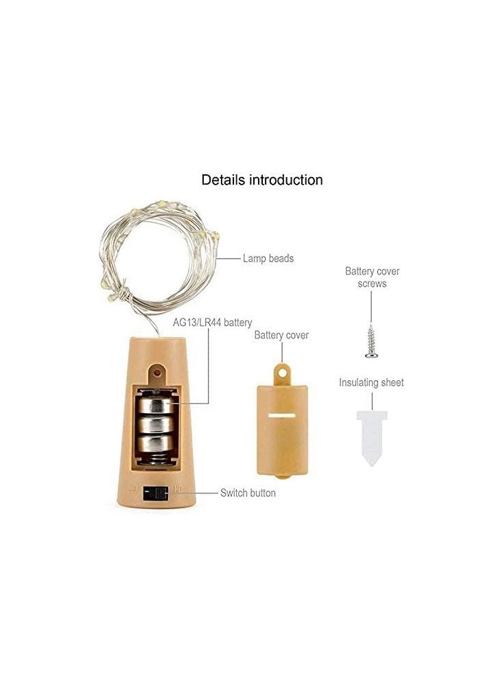 Dubkart - 20 Pack Wine Bottle Cork Copper Wire String Light Shaped LED White/Brown - Image 1
