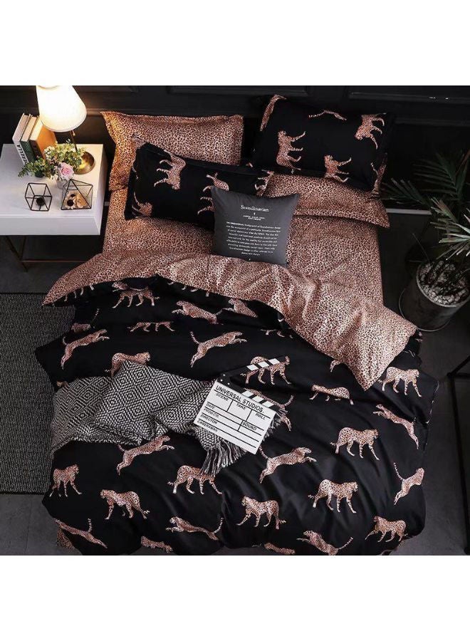 6-Piece New Style Queen Size Bedsheet and Pillow Case Set Includes 1xFitted Bedsheet 160*200+30cm, 1xDuvet Cover 180*230cm 4xPillow Cases Microfiber Multicolor 75*50cm